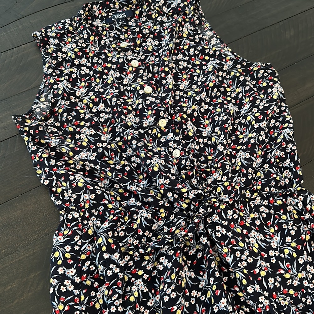 Chaps Ralph Lauren Sleeveless Button Up Tie Dress - Picture 2 of 3